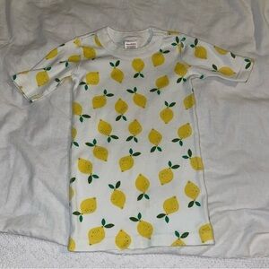 Hanna Andersson Kids Sz 6-7 lemon pajama top short sleeve t shirt girls boys